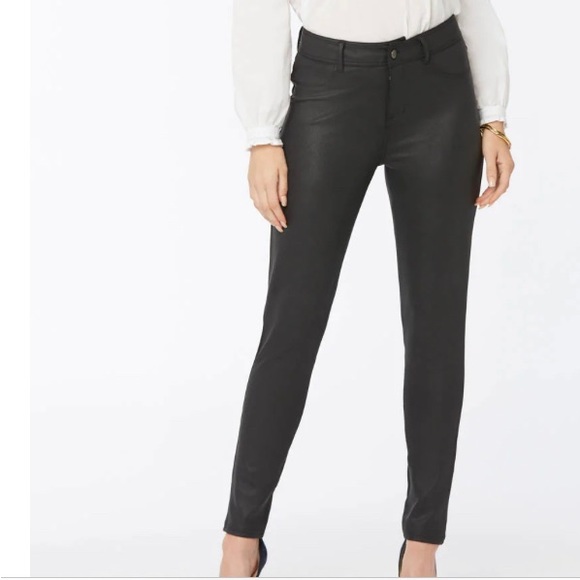 NYDJ Black faux leather tuxedo stripe trousers, Original Slimming style, size 0 - Picture 15 of 15